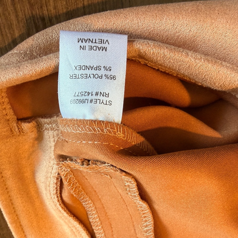 IRIS Moto Jacket Faux Suede Asymmetrical Zip M Peach Tan Biker Cropped - Picture 4 of 4